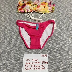 Coloured bikini‎ set:top/bottoms Made in Korea 9M=girl 7-8 years old. SKU-A124